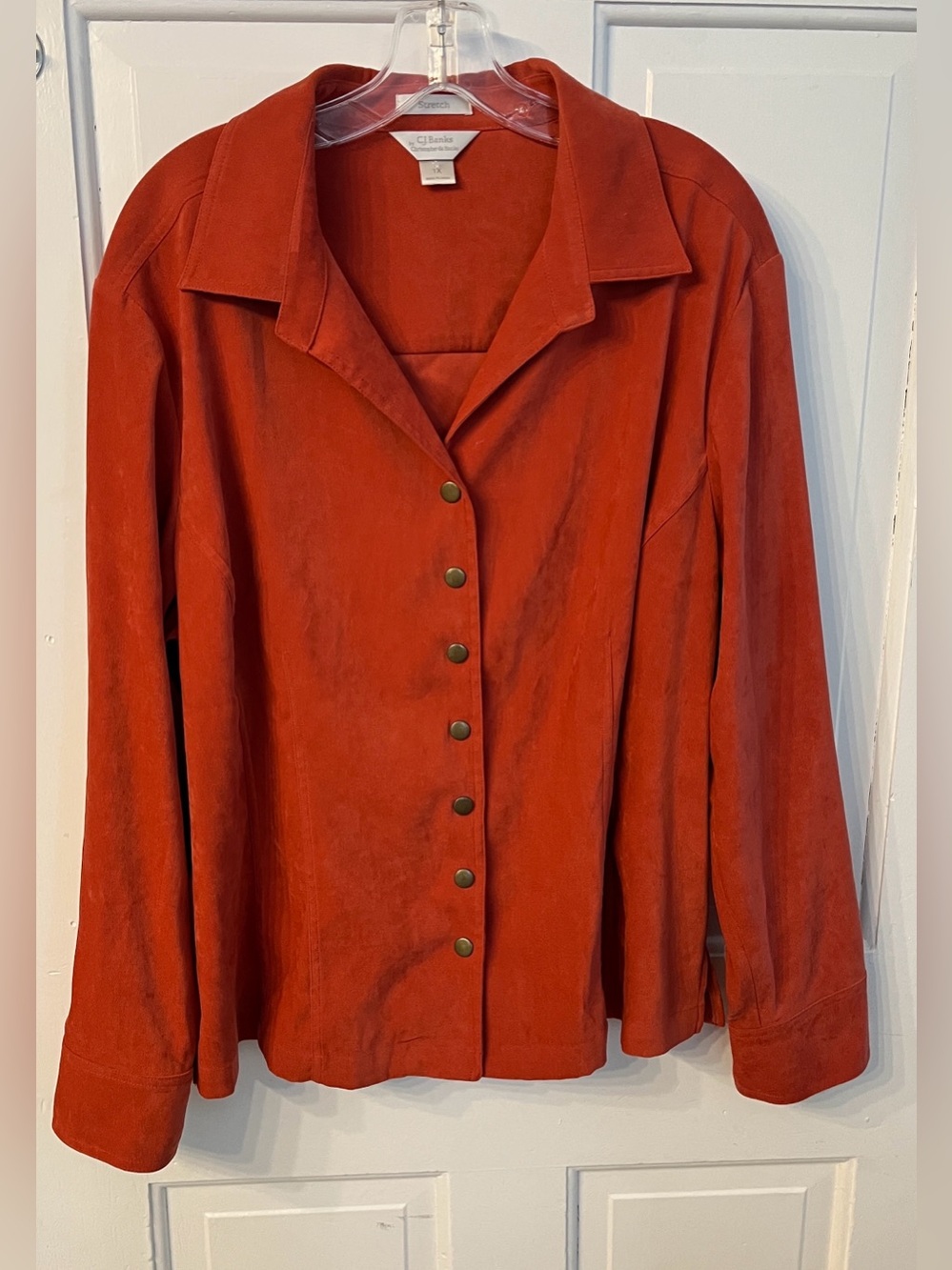 CJ Banks 1X Ultrsuede Shirt Long Sleeves Autumn Orange